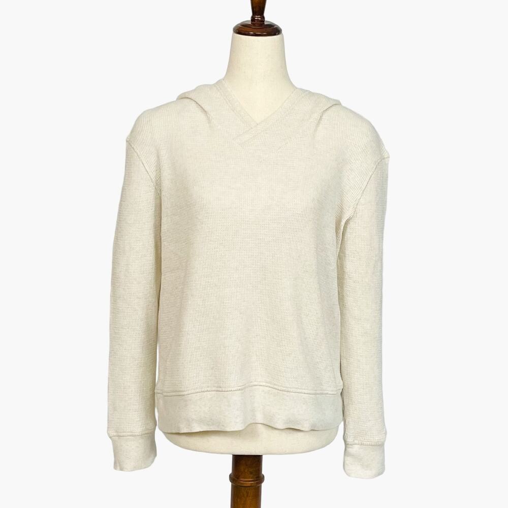 Stars Above Cream Waffle Knit Hoodie XS Cozy Lounge Pullover Gift
